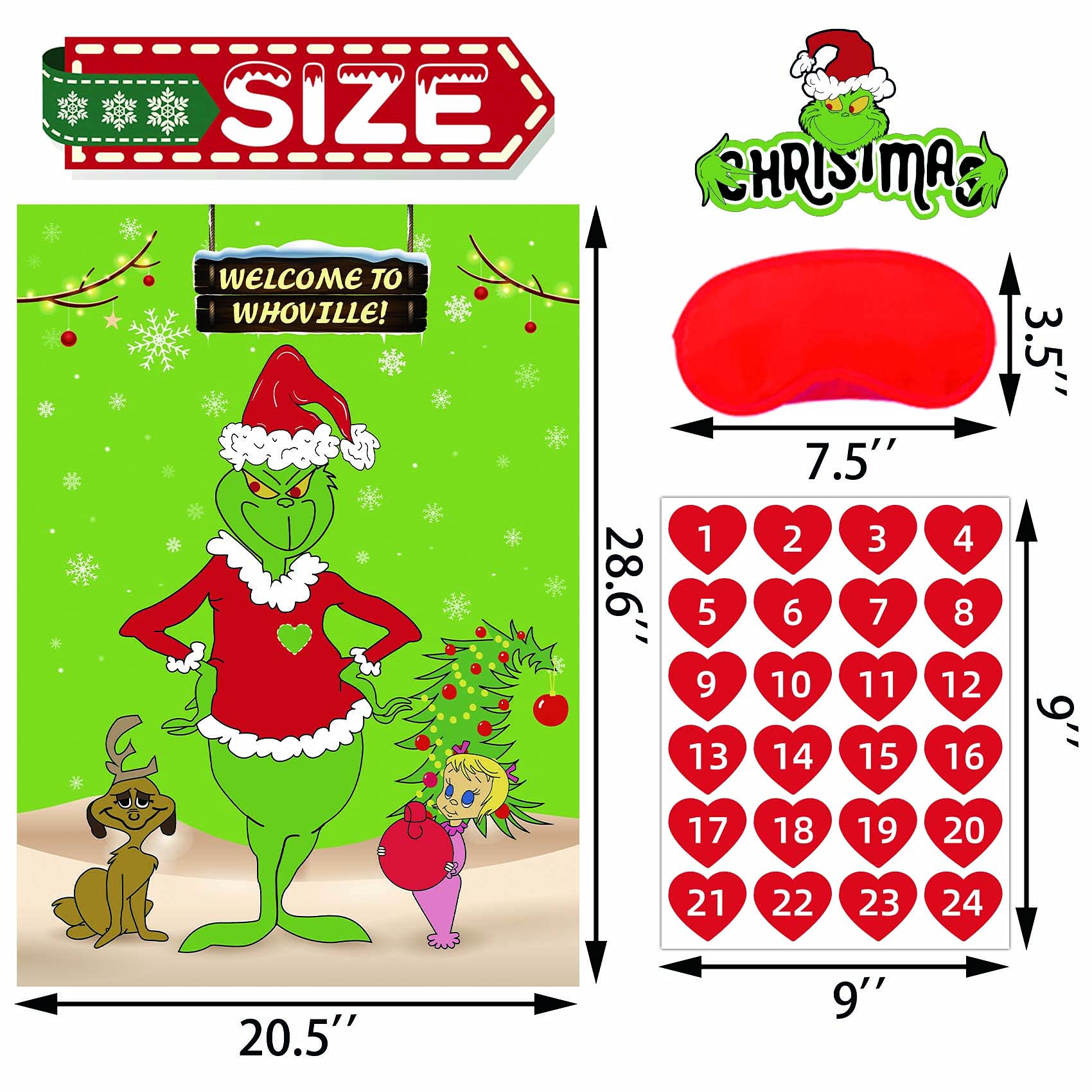 Jauntyhood Pin The Heart On The Christmas Game Christmas Games for Kids Christmas Party Games Christmas Games Party Outdoor/Christmas Games for The Christmas Party Decorations