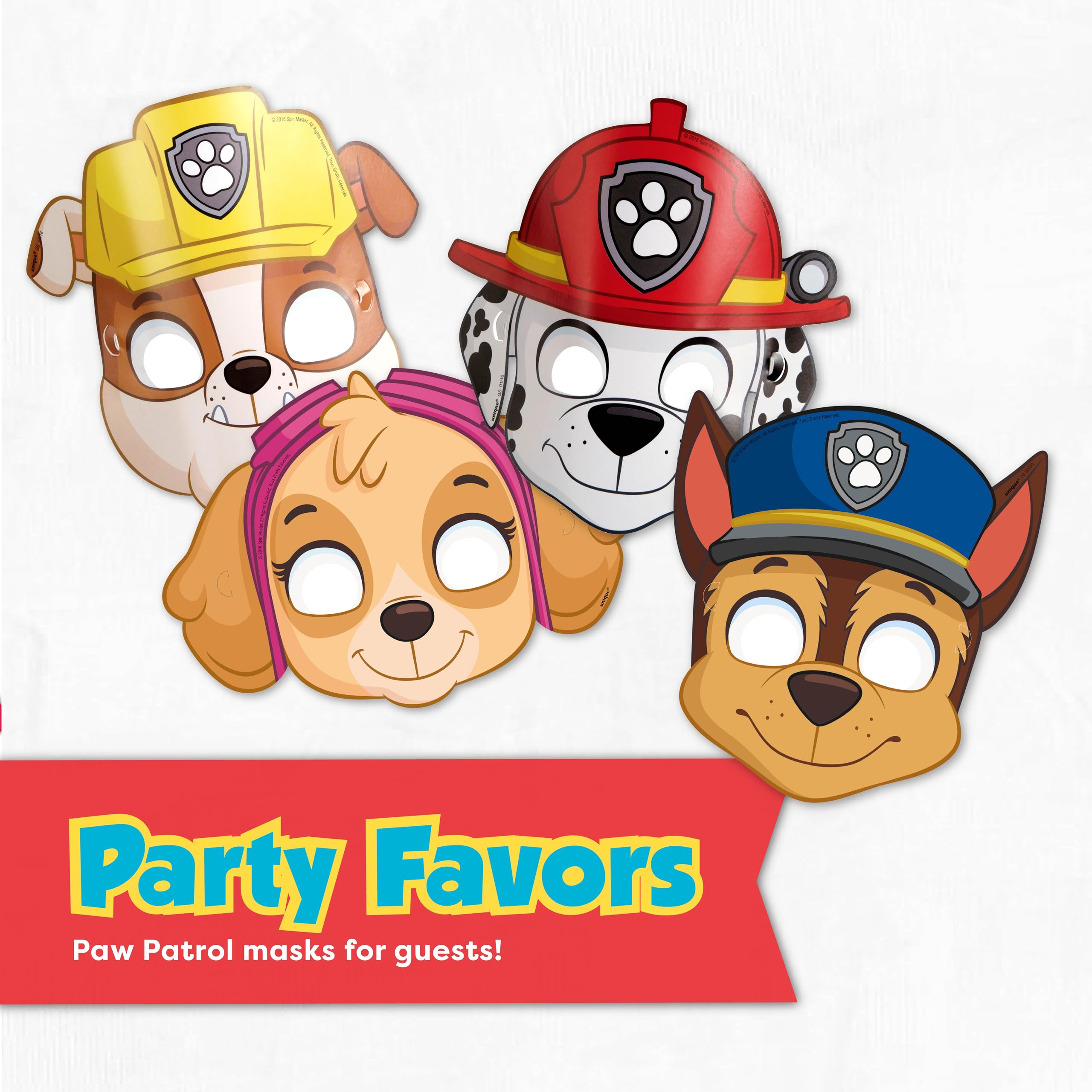 Unique Paw Patrol Birthday Decorations | Paw Patrol Party Supplies | With Paw Patrol Tablecloth, Paw Patrol Plates, Napkins, Character Masks, Forks, Button | Serves 16 Guests