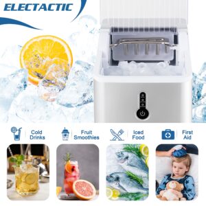 Electactic Ice Maker Countertop, Efficient Easy Carry Ice Maker, Self-Cleaning Ice Maker with Ice Scoop & Basket, 9pcs/ 8mins 26.6Lbs Per Day for Home/Office/Kitchen, Silver (Z3912)