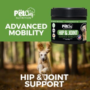 Pet Chef Advanced Dog Hip & Joint Supplement Treat - Glucosamine, Chondroitin & Turmeric MSM Breeds-Reduce Pain, Inflammation & Arthritis. Super Dog Hip & Joint Treat. Renews All Dogs.