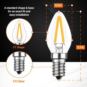 BlueStars 3W C7 E12 Candelabra Base LED Light Bulbs 120V, 15W Equivalent, 2700K Warm White, Clear Glass for Indoor Outdoor Christmas Holiday Home Decoration - Pack of 6