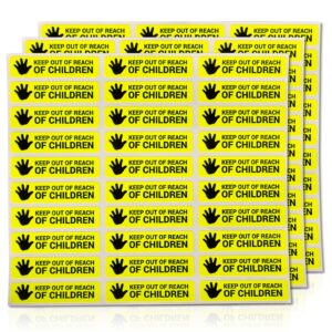 300 per pack/3pk - keep out of reach of children labels - 1.7 x 0.4 inch, keep out reach from children stickers for choking hazard, cosmetics, drug warning - pharmacy auxiliary label (yellow)