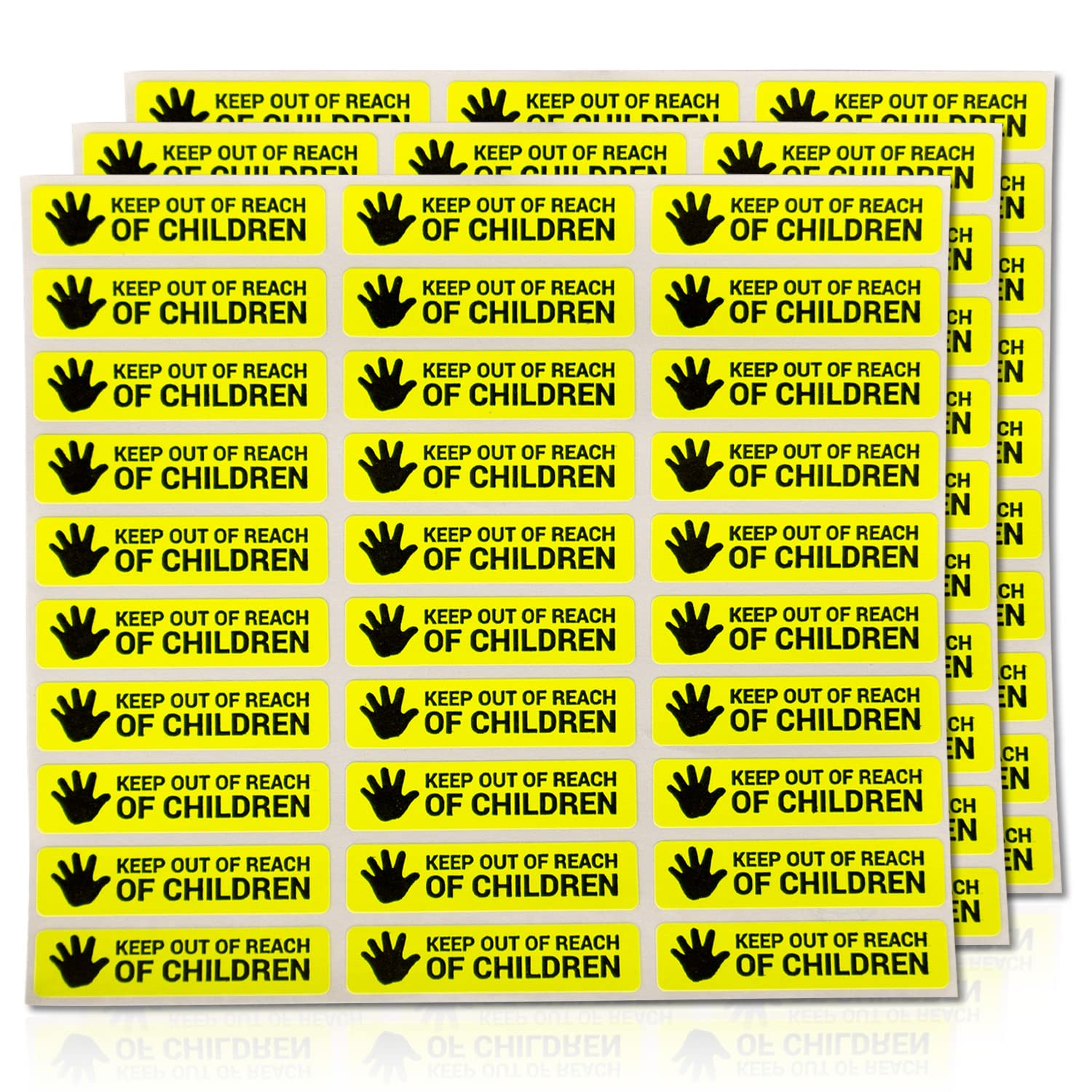 300 per Pack/3PK - Keep Out of Reach of Children Labels - 1.7 x 0.4 inch, Keep Out Reach from Children Stickers for Choking Hazard, Cosmetics, Drug Warning - Pharmacy Auxiliary Label (Yellow)