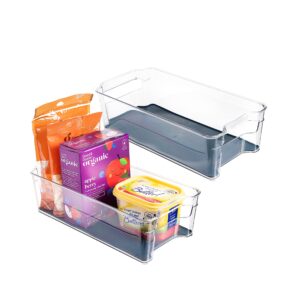 simplemade clear refrigerator organizer bins - clear bins for fridge, containers for fridge and freezer, multipurpose storage for kitchen, office, bathroom, pack of 2 (6.3" x 12.6")