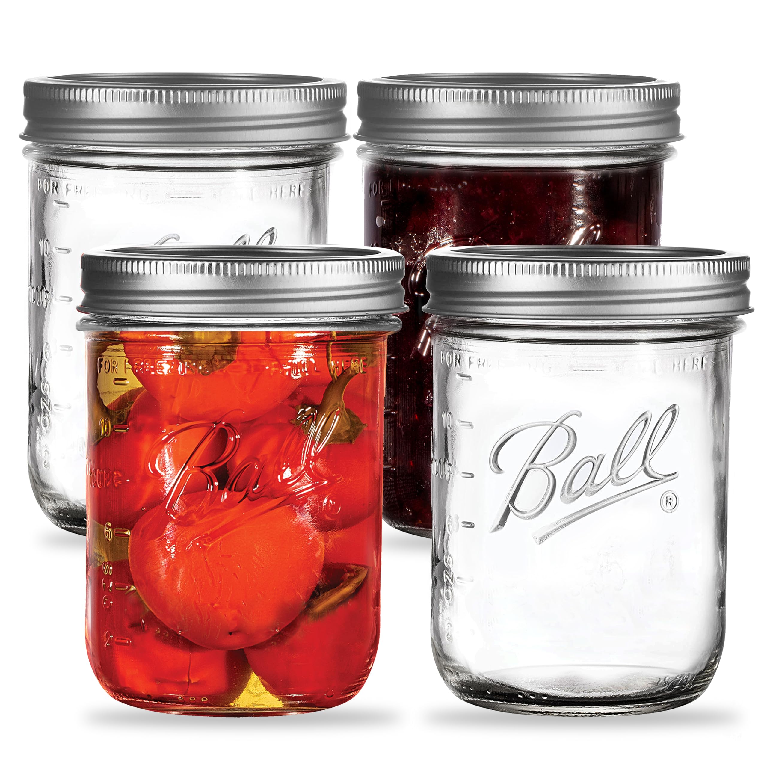 Regular Mouth Mason Jars 8 oz. (12 Pack) - Half Pint Size Jars with Airtight Lids and Bands for Canning, Fermenting, Pickling, or DIY Decors and Projects Bundled with Jar Opener