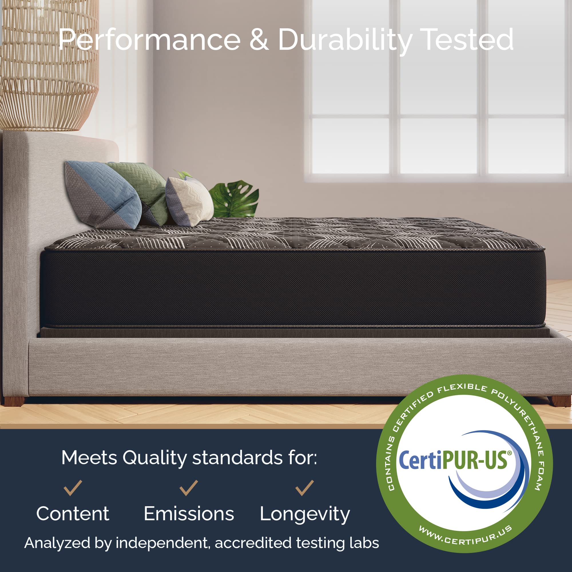 Loosh Full Size 12" Extra Firm Mattress Moisture Wicking Fabric, Cool Sleep - Inner Spring System & High-Density Foam Layers for Support & Comfort - CertiPUR-US Certified, Bed in Box