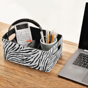 susiyo Zebra Print Pattern Storage Bins 2 Pcs Felt Storage Basket Foldable Organizer Bin for Office Closet