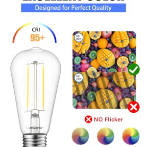 Lumiverse Edison Light Bulbs 60 Watt, 4000K Cool White, Non-Dimmable, Vintage Light Bulbs, E26 Medium Base ST19 Antique LED Filament Bulbs, Clear Glass, Pack of 6