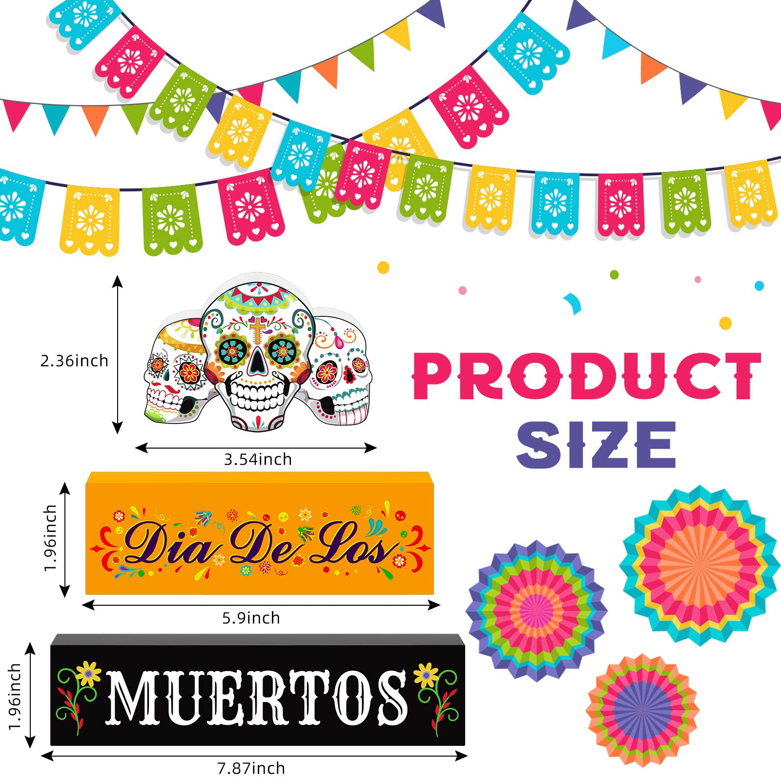 3 Pieces Day of The Dead Decorations Dia De Los Muertos Wooden Blocks Sugar Skull Wooden Sign Day of The Dead Table Centerpiece Decor for Mexican Day of The Dead Decor and Halloween Home Decorations