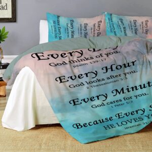 Todeyya Bible Verse Inspirational Thoughts 3 Pieces Duvet Cover (King Size) with 2 Pillow Shams, Microfiber Lightweight 3pcs Comforter Cover Set Coverlet, with Zipper Closure Corner Bedding All Season