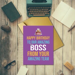 Qiliji Big Birthday Card for Boss, Happy Birthday Card from Your Amazing Team, Boss Birthday Party, Jumbo Bday Card