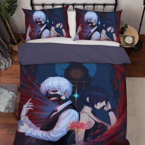 3D Tokyo Ghoul 3046 Japan Anime Game Bedding Pillowcases Quilt Duvet Cover Set Single Queen King | 3D Photo Bedding, AJ US Panda (Full)