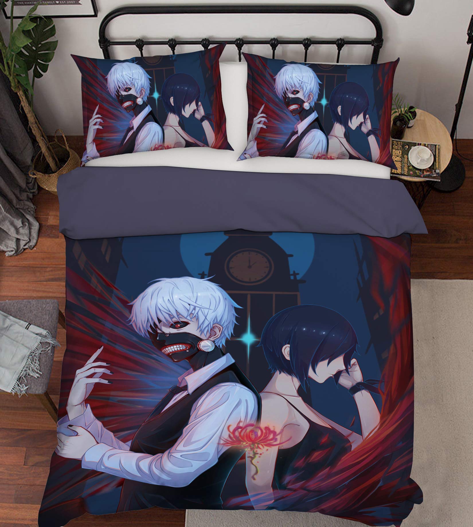 3D Tokyo Ghoul 3046 Japan Anime Game Bedding Pillowcases Quilt Duvet Cover Set Single Queen King | 3D Photo Bedding, AJ US Panda (Full)