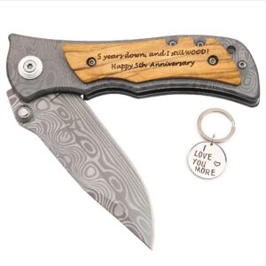 5th anniversary present for hunband, pocket knife for men, 5 years anniversary for husband, 5 years of marriage, gift for him 5th wedding anniversary husband keepsake, 5 years down