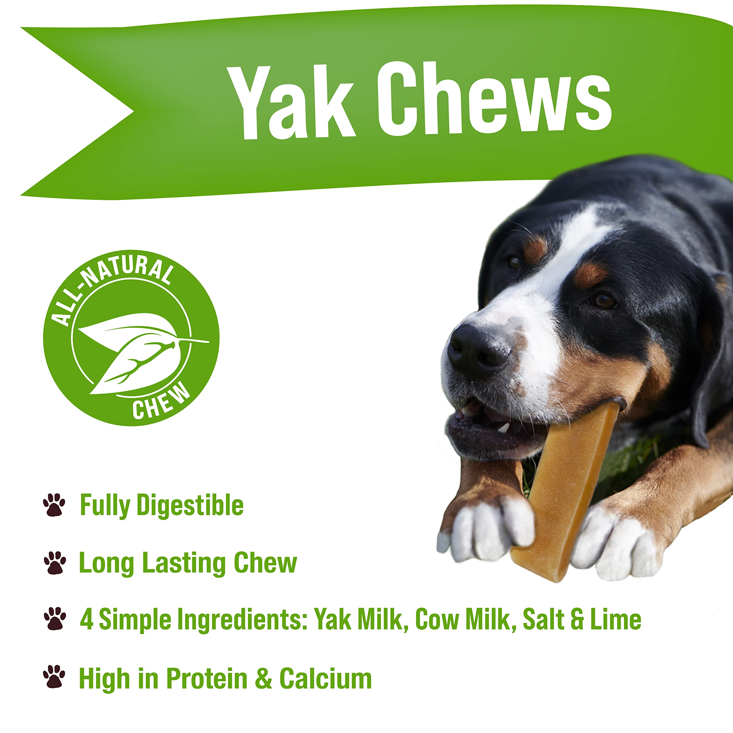 Buck Bone Organics Yak Cheese Chews for Dogs, All Natural Himalayan Yak Chew, Long Lasting Pet Treats, Odor Free, with Limited Ingredients (1 Ex Large Stick)