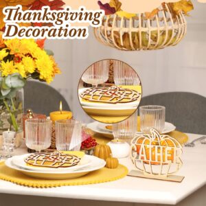 Vicenpal 9 Pcs Thanksgiving Wood Cutout Cards Sign Place Setting Thankful Grateful Gather Gratitude Love Peace Signs Rustic Letter with Holder Base for Table Decoration(Twigs)