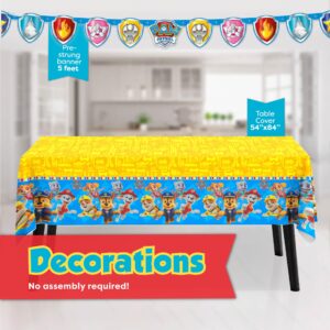 Unique Paw Patrol Birthday Decorations | Paw Patrol Party Supplies | With Paw Patrol Tablecloth, Paw Patrol Plates, Napkins, Character Masks, Forks, Button | Serves 16 Guests