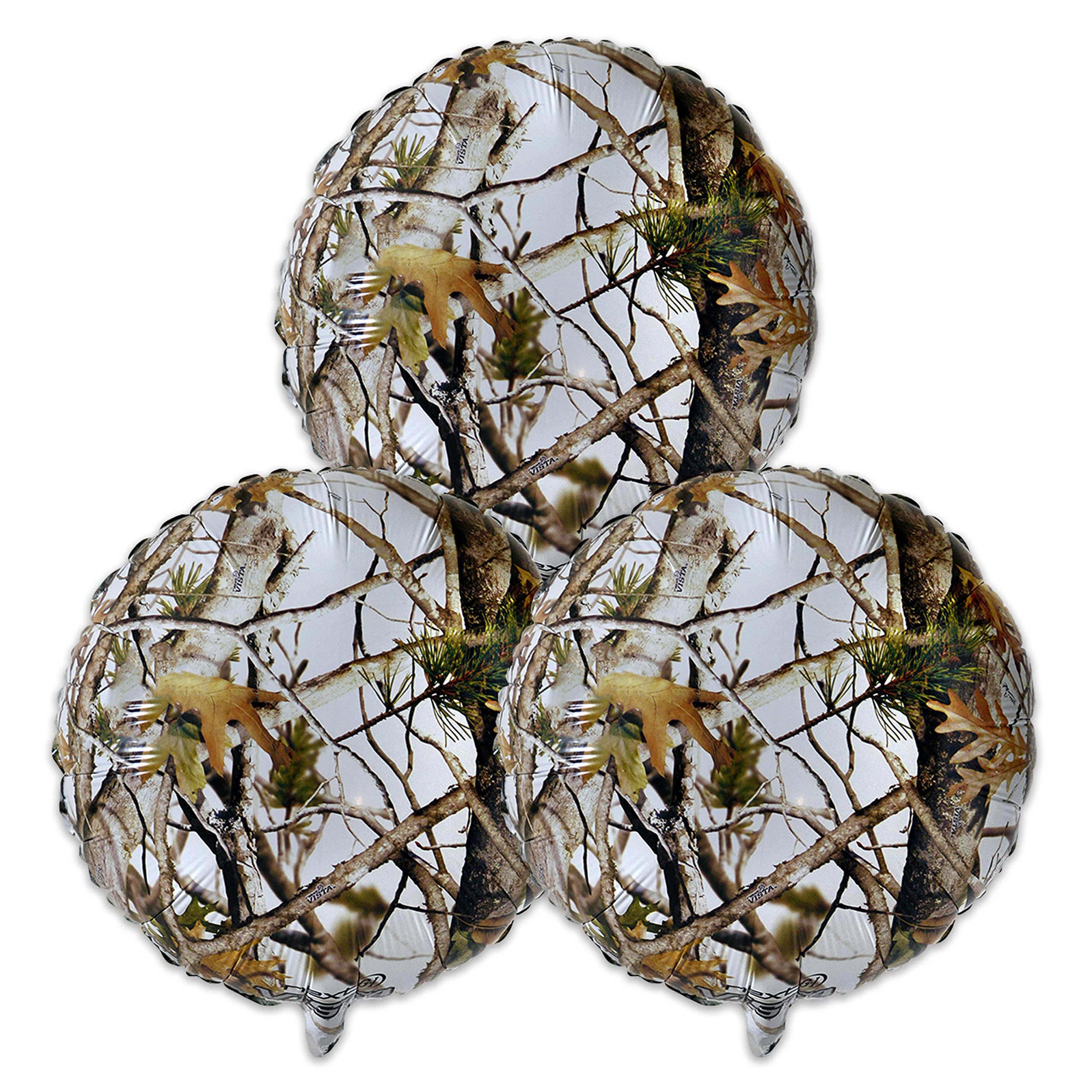 Havercamp White Hunting Camo Party Balloons (3 Pcs.)! 3 Beautiful Winter White Camo Mylar Balloons, 18” Round. Great for Birthday, Wedding Events, Bridal Party, Hunter Theme or Opening Day!