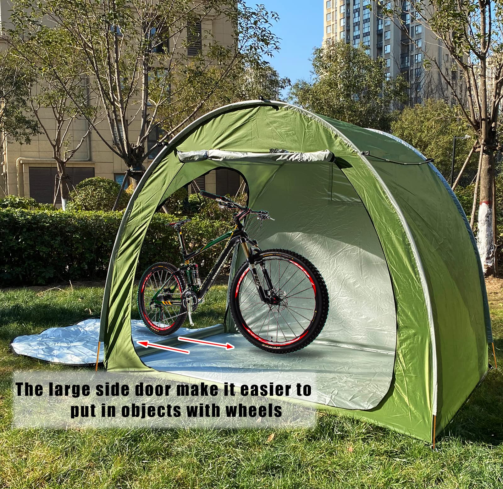 HuaKastro 80"Lx60"W Extra Large Waterproof Bike Cover Storage Tent for 4 Bikes w/ Dual Doors and Premium Aluminum Support Poles, UV-Proof 210D Oxford Fabric Shed, Easy Setup, Portable and Space Saving