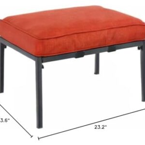 LOKATSE HOME Patio Footstool Outdoor Ottoman Furniture with Soft Thick Cushion for Garden Yard, Red