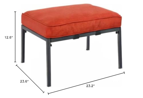 LOKATSE HOME Patio Footstool Outdoor Ottoman Furniture with Soft Thick Cushion for Garden Yard, Red