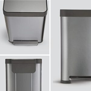 Home Zone Living 13 Gallon Kitchen Trash Can, Small Stainless Steel Liner-Free Body, 50 Liter Capacity, Silver