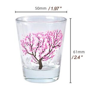 APROFAMILY Emotional Korean Soju Glass Cup with Changing Cherry Blossom Color 4pcs Set Whiskey, tequila, sake, and other alcoholic beverages are available (SOJU(4PCS))