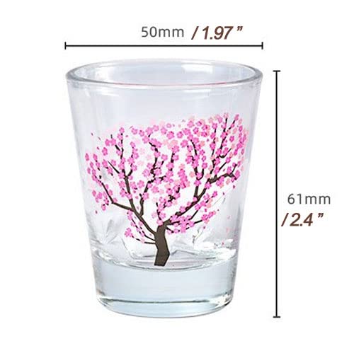 APROFAMILY Emotional Korean Soju Glass Cup with Changing Cherry Blossom Color 4pcs Set Whiskey, tequila, sake, and other alcoholic beverages are available (SOJU(4PCS))