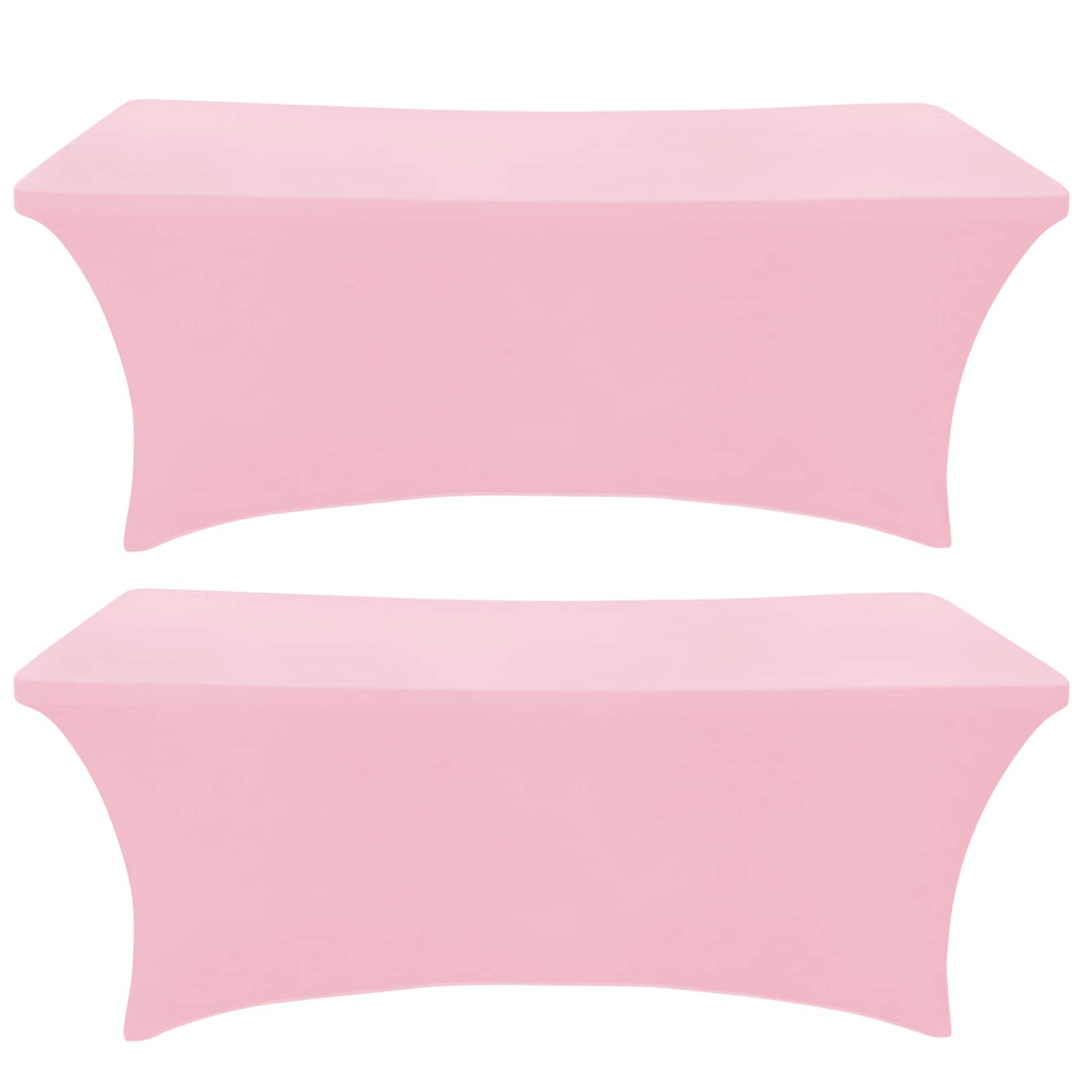 SEPARO 2 Pack 6 Ft Pink Table Cover Fitted Rectangular Tablecloth Stretchable Fabric Lycra Table Cloth 6 ft Wrinkle-Free for Party Tradeshows Banquet Weddings Cocktail