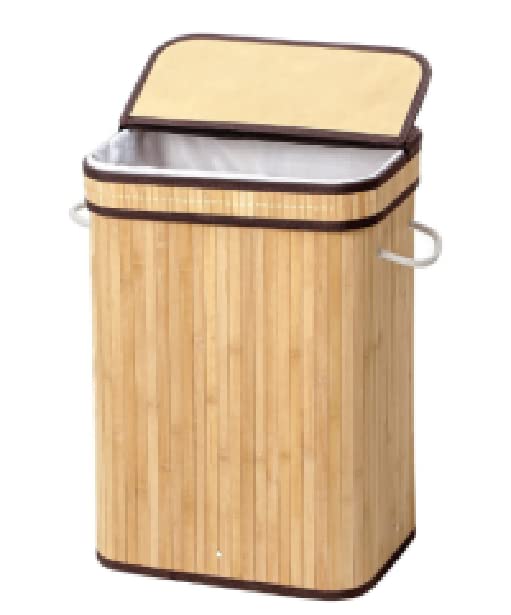 GERAMEXI Bamboo Laundry Basket with Removeable Lid 72L Clothes Hamper with Handle, Foldable Freestanding Clothes Hamper Basket Bedroom, Bathroom,