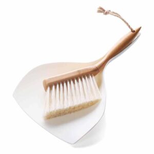 dustpan and brush set, small dustpan with bamboo handle brush, handy mini broom and dustpan set for convenient sweeping, white,11.5 x 7.6 x 2.3 inch