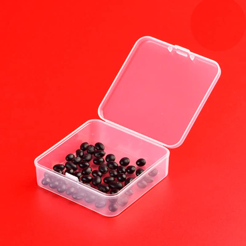 6 Pieces Small Plastic Box with Lids Square Plastic Containers Clear Plastic Boxes Craft Containers Plastic Beads Storage Containers Box for Beads Jewelry Small Items, 2.95x2.95x0.98 Inches