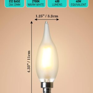 AMDTU E12 LED Bulb, Frosted Chandelier Light Bulbs 2700K Soft Warm White, 40W Type B Candelabra Light Bulbs Small Base, Dimmable, 2 Pack