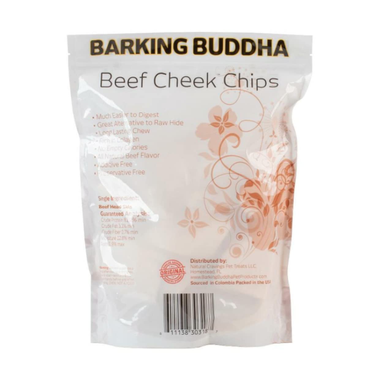 Barking Buddha Beef Cheek Chips | Extra Thick 2"-4" All Natural Rawhide Alternative No Hide Premium Dog Chew Strips | Natural Beef | 1LB Bag