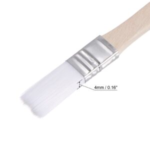 uxcell 0.5" Width Small Paint Brush Nylon Bristle with Wood Handle Painting Tool for Wall, Door, Cabinets, Furniture, Fences, White 6Pcs