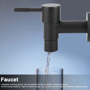 TOPINCN Single Cold Sink Faucets, G1/2in Male Thread Bathroom Stainless Steel Black Quick Single Cold Faucet Mop Pool Water Tap(Black Short mop Pool Faucet)