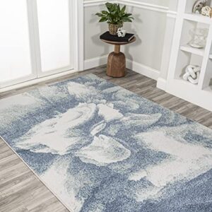 JONATHAN Y CTP200B-3 Petalo Abstract Two-Tone Modern Indoor Area-Rug, Contemporary Country Casual Easy-Cleaning,Bedroom,Kitchen,Living Room,Non Shedding 3 X 5, Blue/Cream