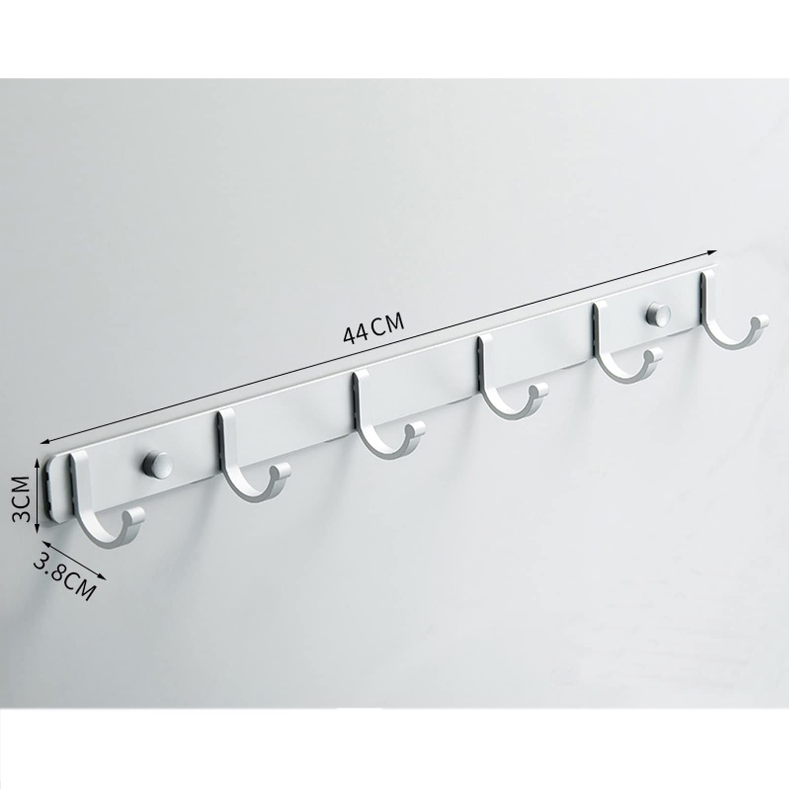 Spotact Wall Mounted Coat Racks with Hooks Hanging Holder Towel Rack 17.32' x1.50' Modern White Hanging for Clothes Entryway Bathroom Bedroom (6 Hooks, White)