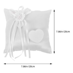 Veemoon Ring Bearer Pillow, 7.86 in Decor Bridal Wedding White Ring Holder Bearer Pillow for Beach Wedding Party