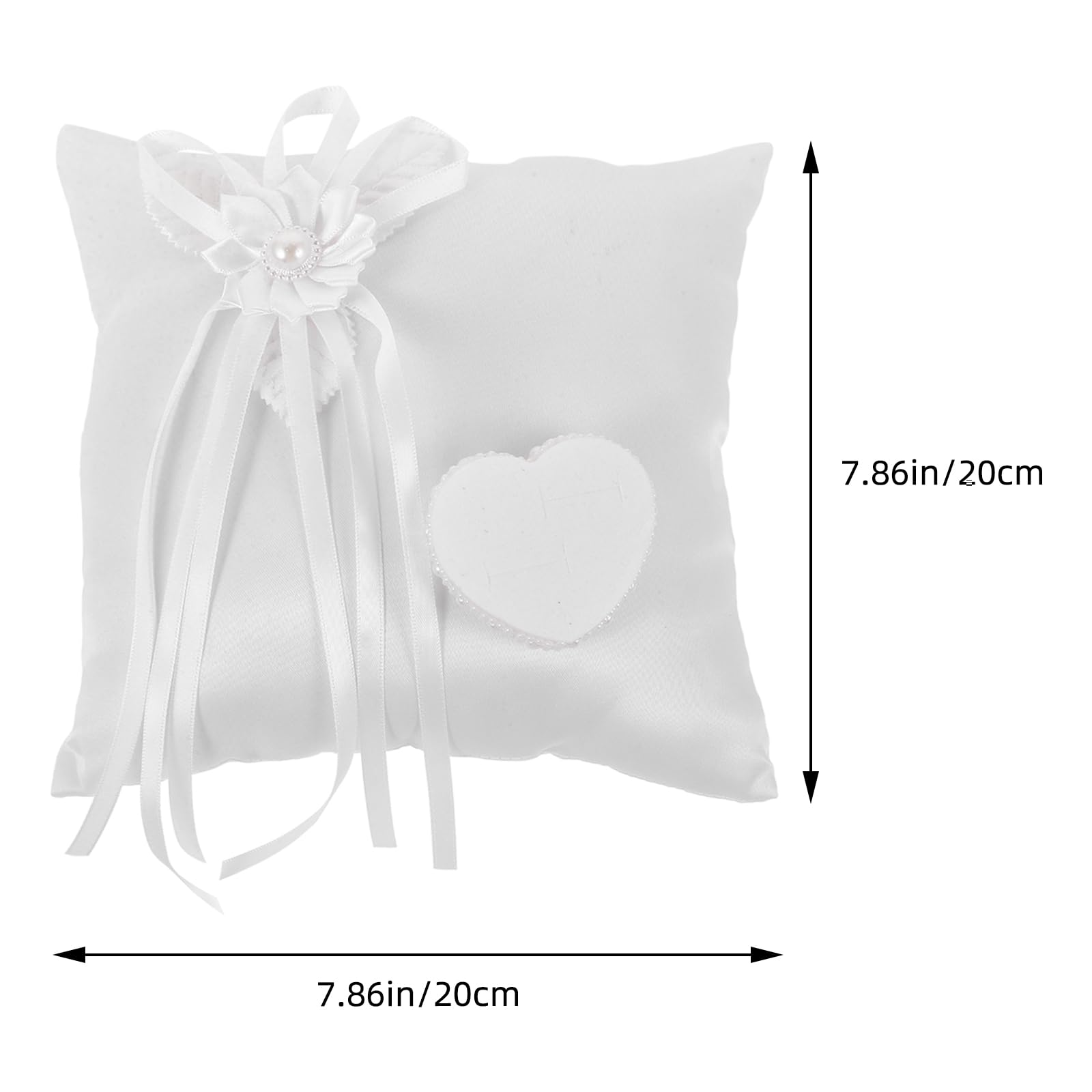 Veemoon Ring Bearer Pillow, 7.86 in Decor Bridal Wedding White Ring Holder Bearer Pillow for Beach Wedding Party