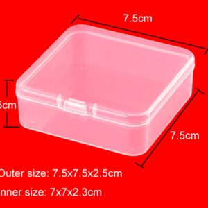 6 Pieces Small Plastic Box with Lids Square Plastic Containers Clear Plastic Boxes Craft Containers Plastic Beads Storage Containers Box for Beads Jewelry Small Items, 2.95x2.95x0.98 Inches