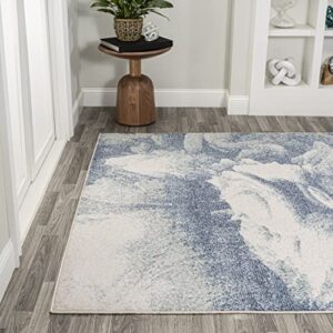 JONATHAN Y CTP200B-3 Petalo Abstract Two-Tone Modern Indoor Area-Rug, Contemporary Country Casual Easy-Cleaning,Bedroom,Kitchen,Living Room,Non Shedding 3 X 5, Blue/Cream