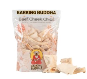 barking buddha beef cheek chips | extra thick 2"-4" all natural rawhide alternative no hide premium dog chew strips | natural beef | 1lb bag