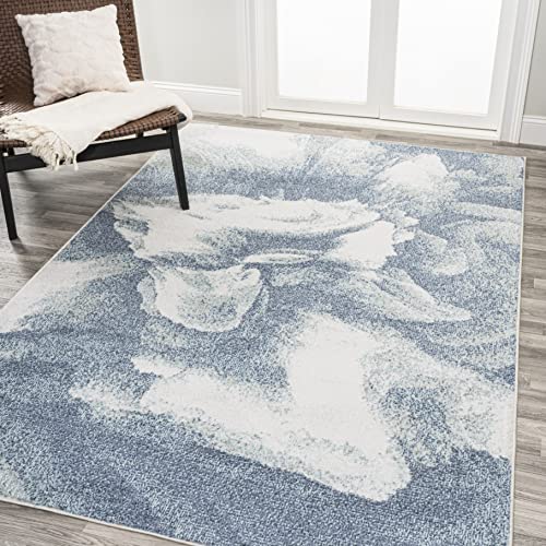 JONATHAN Y CTP200B-3 Petalo Abstract Two-Tone Modern Indoor Area-Rug, Contemporary Country Casual Easy-Cleaning,Bedroom,Kitchen,Living Room,Non Shedding 3 X 5, Blue/Cream