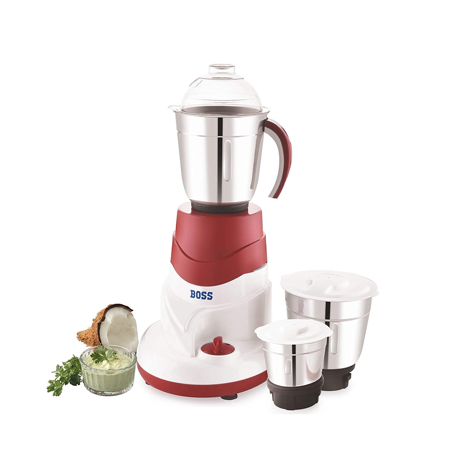 Boss All Time Plus Mixer Grinder 110V, 750 Watts, 3 Stainless Steel Jar (Red)