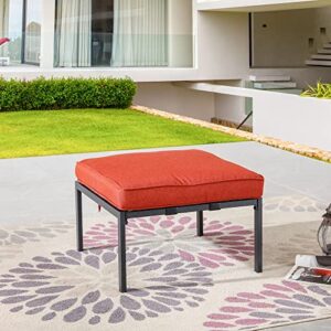 lokatse home patio footstool outdoor ottoman furniture with soft thick cushion for garden yard, red