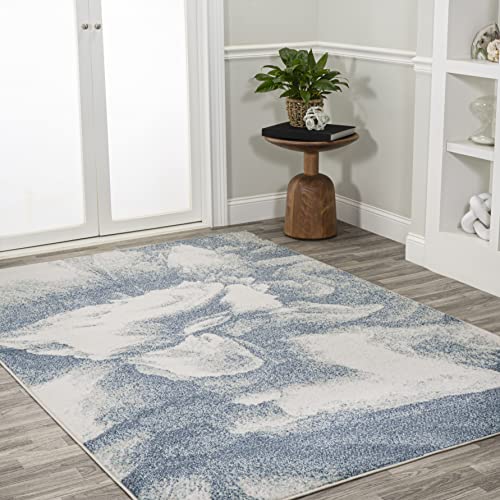 JONATHAN Y CTP200B-3 Petalo Abstract Two-Tone Modern Indoor Area-Rug, Contemporary Country Casual Easy-Cleaning,Bedroom,Kitchen,Living Room,Non Shedding 3 X 5, Blue/Cream