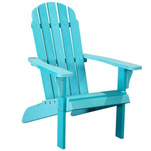 polyteak adirondack chair, premium weather resistant poly lumber, outdoor patio furniture, up to 300 lbs, plastic adirondack chairs for porch, deck, & pool side (traditional, blue)