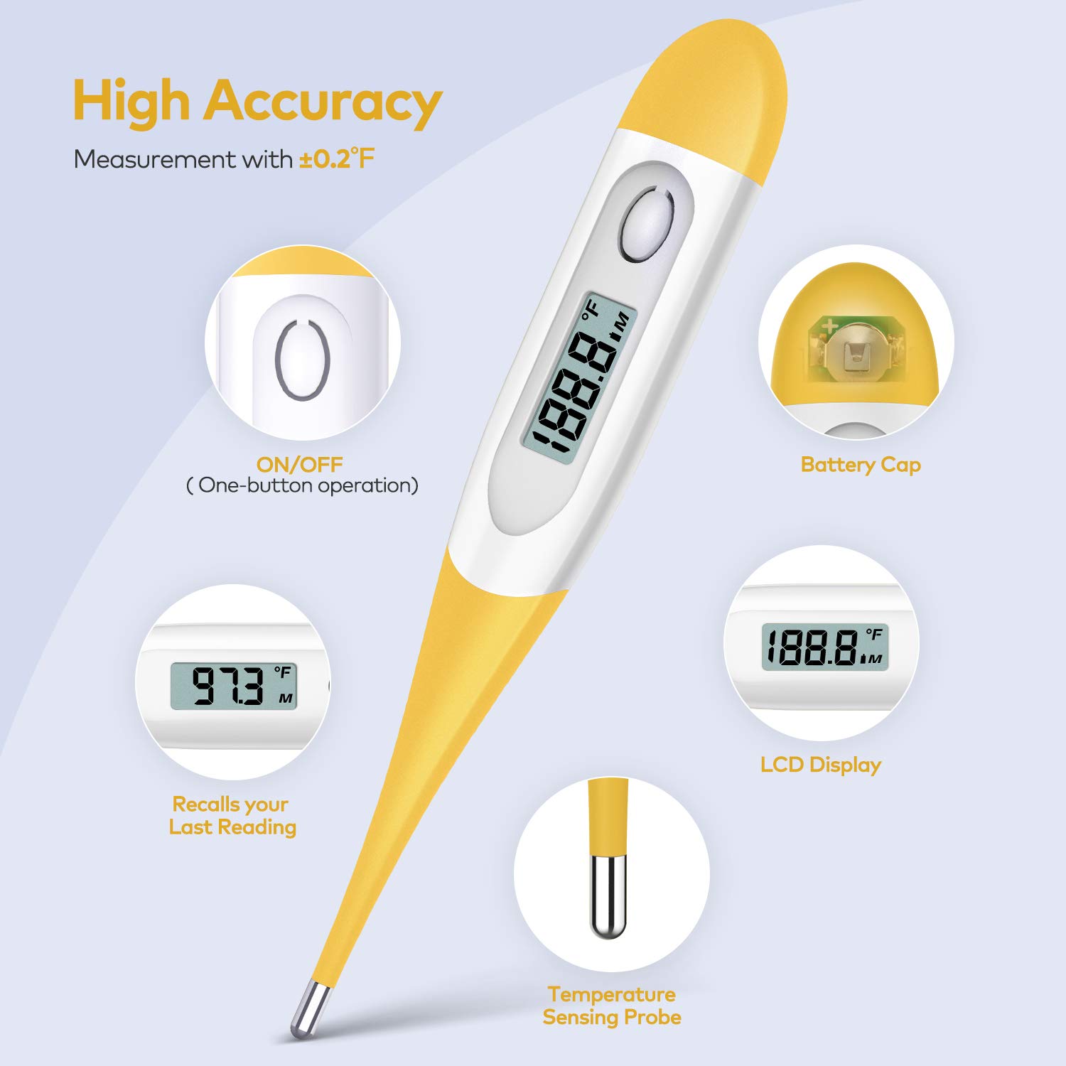 Bundle of Thermometer for Adults, Digital Thermometer with 10 Seconds