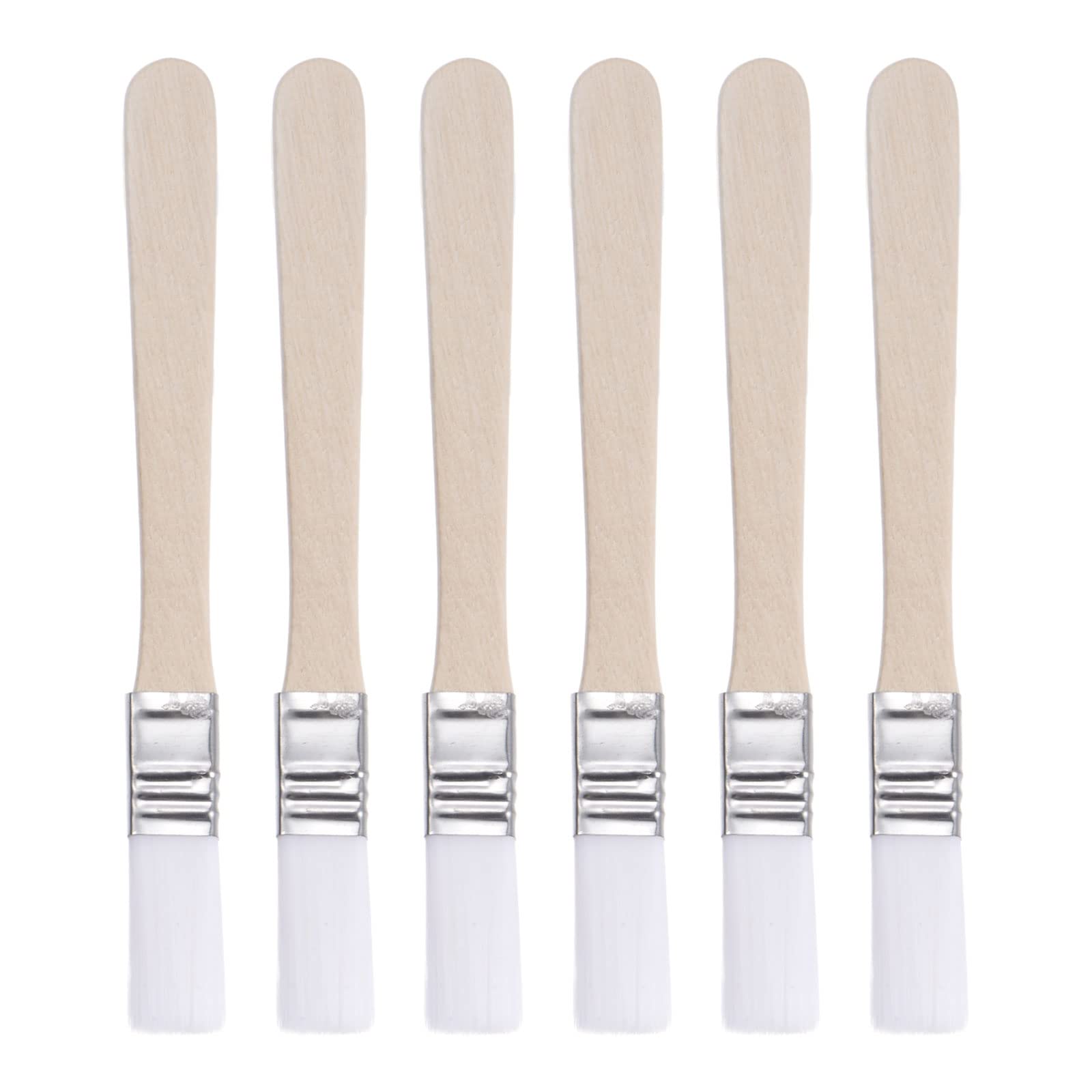 uxcell 0.5" Width Small Paint Brush Nylon Bristle with Wood Handle Painting Tool for Wall, Door, Cabinets, Furniture, Fences, White 6Pcs